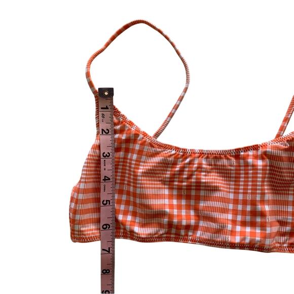 VDM Revolve Sienna Orange and White Plaid Print Swimwear Bikini Top Small - Picture 2 of 7